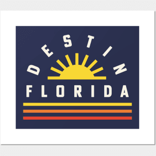Destin Florida Beach Gulf of Mexico Retro Vintage Sunset Posters and Art